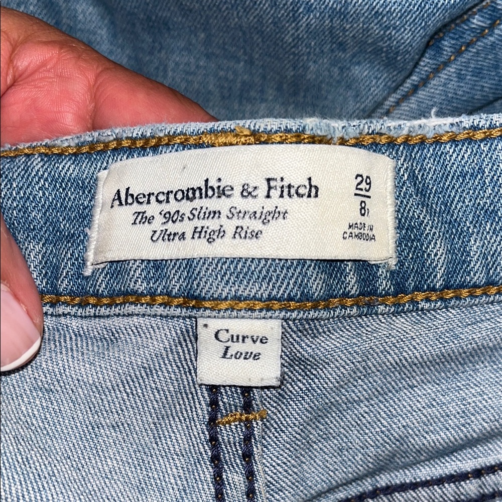 Abercrombie & Fitch Light Blue Straight Leg Jeans - Picture 7 of 8